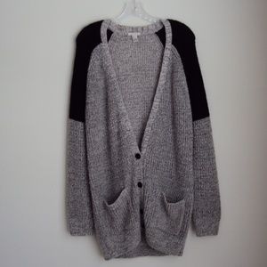 Forever 21 Gray Black Button Front Knit Cardigan
